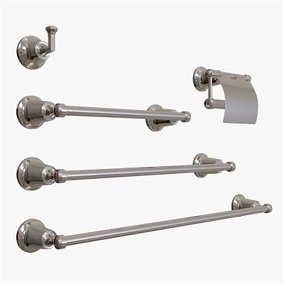 Stainless Steel Bathroom Accessories For Daily Use Including Towel Bars And Toilet Paper Holder 3d model