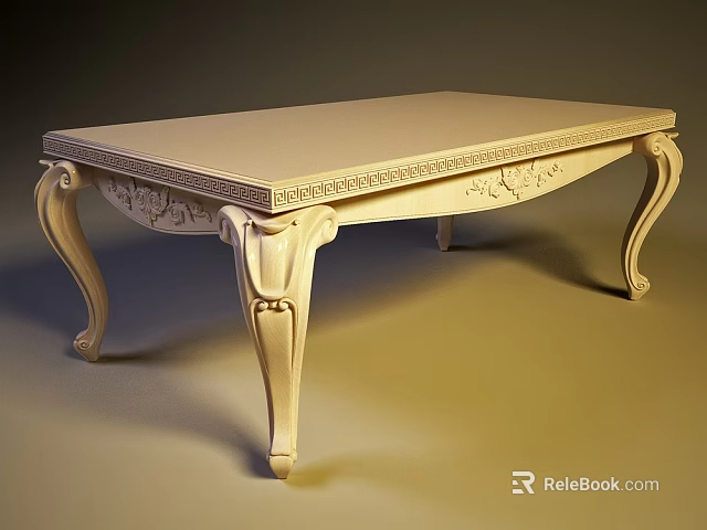 Classic Coffee Table With Ornate Carved Details And Elegant Curved Legs 3d model 