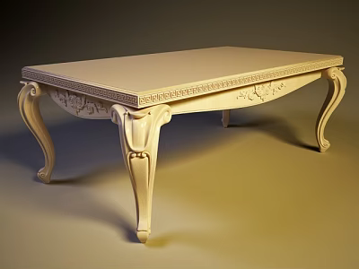 Classic Coffee Table With Ornate Carved Details And Elegant Curved Legs 3d model