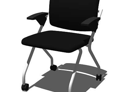 Modern Black Office Chair With Armrests Metal Legs And Rolling Wheels 3d model