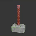 Mythical Weapon Design With Silver Grooved Hammerhead Red Spiral Handle