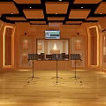 Professional Recording Studio Interior Design With Wooden Walls Acoustic Panels And Microphone Stands