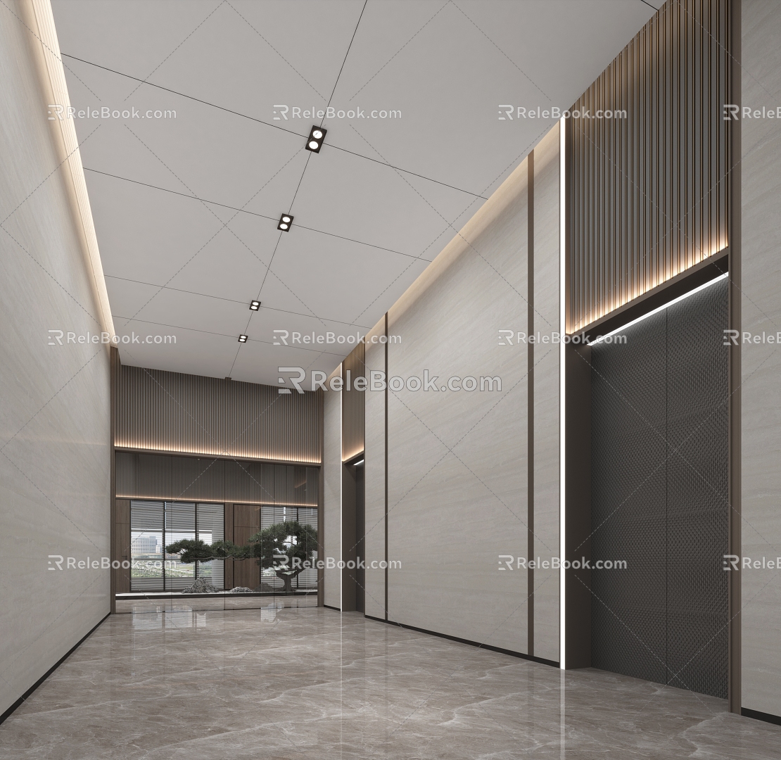 Light Luxury Elevator Hall 3d model