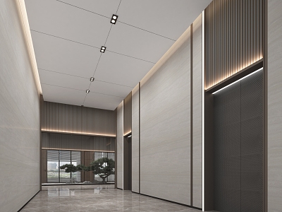 Light Luxury Elevator Hall 3d model