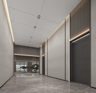 Light Luxury Elevator Hall 3d model
