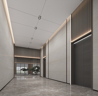 Light Luxury Elevator Hall 3d model