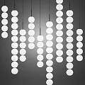 Modern White Chandeliers With Vertical Circular Strings And Combined Hexagonal Pendants 3d model
