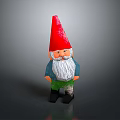 Garden Gnome Figure With Red Pointed Hat Long White Beard Blue Shirt And Green Pants