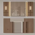 Elegant Wooden Wall Decor With Architectural Patterns And LED Light Strips 3d model