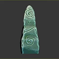 Artistic Wooden Stone Sculpture With Intricate Spiral Patterns And Carved Design Details