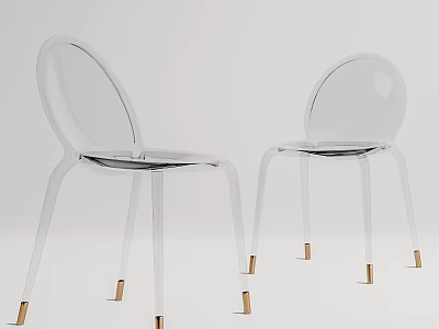 Transparent Acrylic Leisure Chair With Modern Design And Sleek Brass Legs For Stylish Indoor Decor 3d model