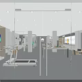 Electronics Fitness Store Interior With Modern Display Counters TVs Treadmill And Seating