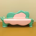 Abstract Shape Green and Pink Sofa with Curved Design Playful Style for Kids Room