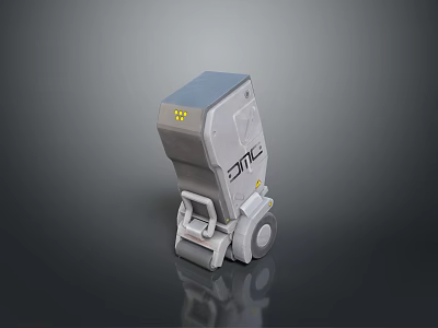 Gray DMC Mobile Computer Device With Wheels And Modern Compact Design 3d model