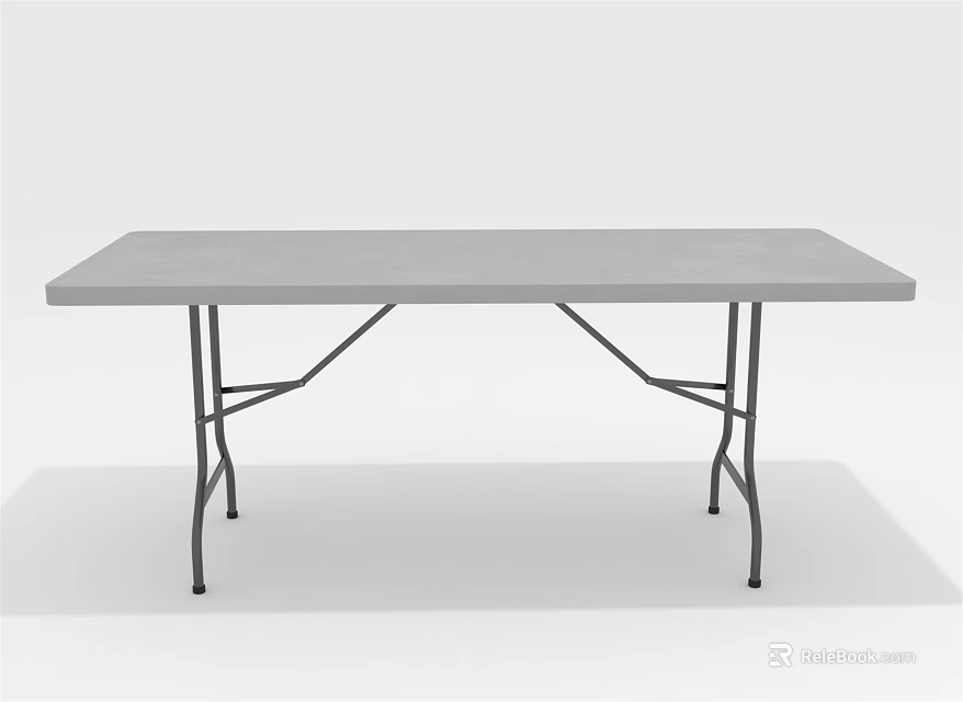 Folding Table With Gray Tabletop And Metal Frame Suitable For Indoor Use 3d model 