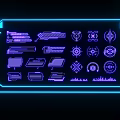 Neon Blue Lines Forming Geometric Icons And Device Outlines In Frame