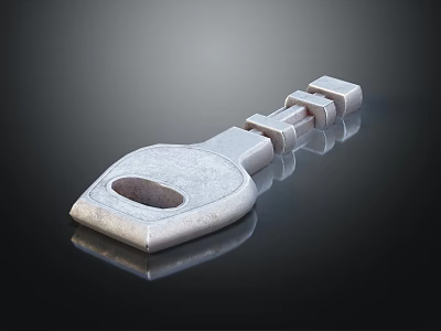 Shiny Silver Key Shaped Jewelry Pendant With Smooth Metal Surface And Glossy Finish 3d model