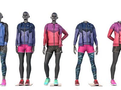 Collection of Colorful Athletic Wear with Jackets Shorts and Leggings 3d model