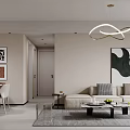 Modern guest restaurant sofa chandelier dining table and chair combination 3d model