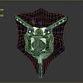 Futuristic Glowing Blue Shield With Central Mechanical Structure And Intricate Details