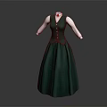 Emerald Green Long Dress With V-neck Sleeveless Design And Button Details