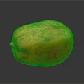 Ripe Papaya With Vibrant Orange Red Color And Green Stem On Black Background
