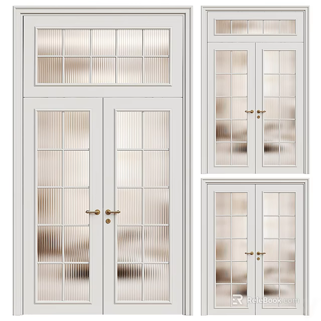 White Casement Doors With Glass Panels And Double Door Design For Modern Home Interior 3d model 