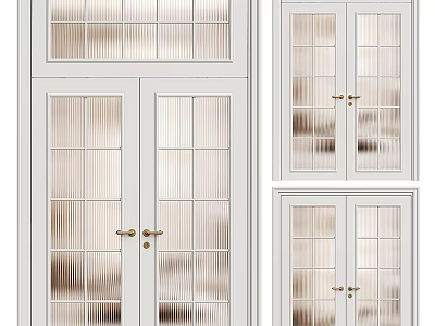 White Casement Doors With Glass Panels And Double Door Design For Modern Home Interior 3d model