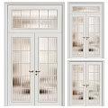 White Casement Doors With Glass Panels And Double Door Design For Modern Home Interior