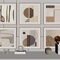 Geometric Abstract Wall Art Display With Shelf Books And Decorative Objects 3d model