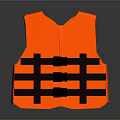 Durable Water Safety Essential Orange Life Jacket With Black Straps 3d model
