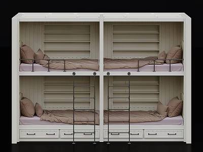 Modern Bunk Bed Upper and Lower Bunk Bed Student Dormitory Bed 3d model