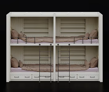Modern Bunk Bed Upper and Lower Bunk Bed Student Dormitory Bed 3d model