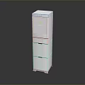 White Multi Tier Computer Cabinet With Drawer Structure And Small Square Opening 3d model