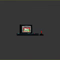 Vintage Computer Setup With Retro Monitor Colorful Keyboard And Joystick