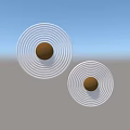 Two Modern Wall Lamps With White Circular Rings And Golden Center Design
