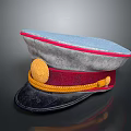 Stylish Gray Red And Blue Fashion Hat With Yellow Badge Decorative Band And Colorful Accents
