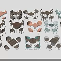Various Table and Chair Sets With Modern And Classic Design And Different Materials 3d model