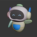 Cute 3D Robot Character In White Blue With Smiling Face And Cartoon Design