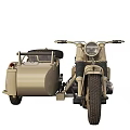 Vintage Military Style Khaki Motorcycle With Sidecar Classic Design And Storage