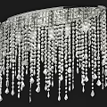 Elegant Modern Crystal Chandelier With Hanging Pendants And Silver Frame 3d model