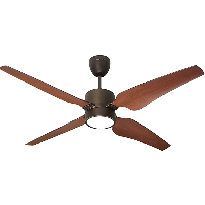 Stylish Modern Household Ceiling Fan With Wooden Blades Built In Light And Metallic Frame Design 3d model