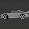Silver Vintage Sports Car With Rear Spoiler Shiny Body And Red Brake Calipers