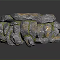 Wooden Stone Decorative Structure with Blue Green Orange Crystalline Glossy Stacked Surface