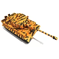 Orange and Black Striped Camouflage Military Tank with Detailed Exterior and Cannon