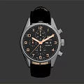 Stylish Watch With Black Dial Leather Strap And Metal Case Design