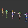 Anime Style Game Movie Characters in School Uniforms Standing with Arms Outstretched