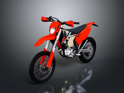 Red Off Road Dirt Bike With Black Seat And Large Rugged Tires Design 3d model