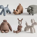 Cute Animal Shaped Ottoman Sofa Stools in Blue Brown Gray White for Living Room Decor