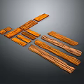 Natural Wooden Construction Strips With Grain Patterns For Interior Decoration 3d model